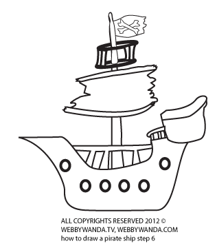 Cartoon Pirate Ship how to draw step 6, webbywanda.tv all copyrights reserved 2012
